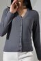 Korent Women's Soft Textured Slim Fit Basic Buttoned Square Jacquard Short Cardigan - Smoked - 5