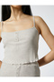 Strappy Pajama Top Crop Buttoned Ribbed - 5