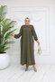 Khaki Hijab Cap Ferace - with Button Detail and Robe - 3