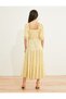 Floral Midi Length Dress Viscose Square Neck Short Balloon Sleeves - 4