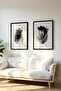 Wooden Black Framed 2 Piece Set Painting Huhu26 - Double Painting Set Black Frame