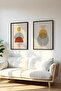 Wooden Black Framed 2 Piece Set Painting Huhu38 - Double Painting Set Black Frame