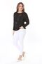 Women's Plus Size Black Stone Detailed Bat Sleeve Blouse 65N37805 - 6