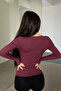 Women's Burgundy Round Neck Camisole Basic Blouse - 3