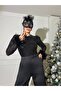 Women's Imported Sequin Sequin Fabric Sleeves Otriş Detail Belted Lined Special Design Jumpsuit - 4