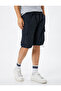 Parachute Shorts with Cargo Pocket, Waist Lace, Stopper Detail - 3