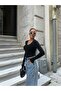 Women's Black Soft Touch V-Neck Blouse - 5