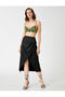 Slit Midi Satin Skirt