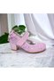 Girl's Lilac Color Heeled Butterfly Stylish Evening Shoes - 4