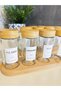 4-Piece Spice Rack Set with Bamboo Lid, Glass, 7 Pieces, Custom Made, High Quality, with Label Gift