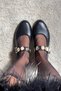 Krakow Black Matte Accessory Detail Flat Sole Women's Ballerinas - 3