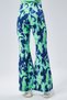 Women's Water Green Patterned High Waist Stretchy Flared Leggings Pants - 9