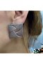 Square Envelope Detail Daily Use Stylish Silver Earrings - 4