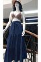 Enzyme Fabric Flounce Denim Skirt with Pockets-3848-2433 - 7