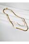 Steel Cube Detail Double Scrunch Chain Necklace - 5
