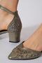 Dermes laser stone women's evening dress heeled platinum - 4
