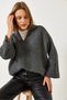 Women's Anthracite Self-Sleeved Knitwear Sweater 231153 60261263 - 5