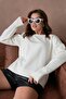 Women's White Crew Neck Premium Knitwear Sweater - 2