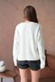 Women's White Crew Neck Premium Knitwear Sweater - 4