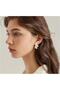 Cream Enamel Leaf Earrings - 2