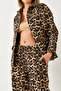 Women's Brown Leopard Patterned Top and Bottom Set 60261255 - 6