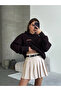 Beige Full Pleated Women's Mini Skirt with Belted Lining Shorts - 5