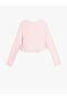 Long Sleeve Print Detail Crew Neck Cotton T-Shirt - 2