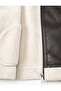 Faux Fur Collar Biker Jacket with Zipper Inside Plush - 7