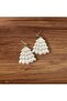 Frosted Sparkling Silver Pine Tree Design Handmade Polymer Clay Earrings - 4