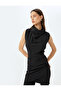Upright Draped Neckline Draped Sleeveless Double Breasted Mini Dress - 2
