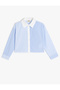 Long Sleeve Button Closure Striped Crop Shirt