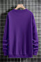 Cotton Unisex Purple Hand Printed Crew Neck Sweatshirt - 2