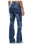 Wd530 Women's Jean Pants with Flared Leg Wash Effect - 5