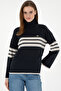 Women's Navy Blue Turtleneck Sweater 50297109-Vr033 - 3