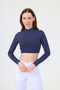 Turtleneck Striped Crop Body Navy Blue White