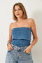 Women's Blue Stone Washed Sleeveless Knitwear Sweater 20246096 - 3