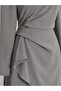 Asymmetrical Crepe Dress with Allerli Skirt on the Front - Gray - 3
