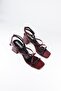 Burgundy Women's Sandals with Ankle Strap Heels - 2
