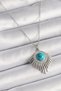316L Steel Silver Color Chain Blue Beaded Zircon Stone Women's Necklace