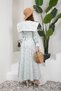 Modest Spring Branch Water Green Detachable Collar Flared Mother & Daughter Children's Set (SOLD INDIVIDUALLY) - 3