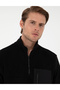 Black Regular Fit Half Zipper Fleece Sweatshirt 50298975-Vr046 - 2