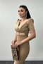 Scuba Fabric Belt Detailed Pencil Dress - Beige - 4
