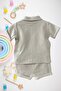 Baby Boy Summer 100% Cotton Bottom Top Shirt Collar Muslin Set - 3