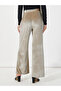 Velvet Look Wide Leg High Rise Pants - 4