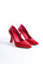 Red Leather Heel-Headed Women's Shoes Lf100 - 4
