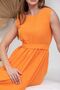 Orange Linen Cotton Sleeveless Dress - 3