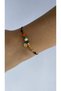 Bensei̇ Brass Dorica and Mother of Pearl Beads Adjustable Bracelet with Brass Accessories - Black