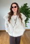 Special Design Plush Fur Soft Pocketed Warm Buttoned Ecru Stone Women's Lightweight Stylish Coat Jacket - 6