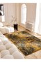 Musé Yellow Botanical Palm Patterned Modern Woven Base Decorative Living Room Carpet 703 - 2