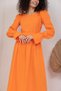 Hijab Orange Color Linen Waist-Tie Dress - 4